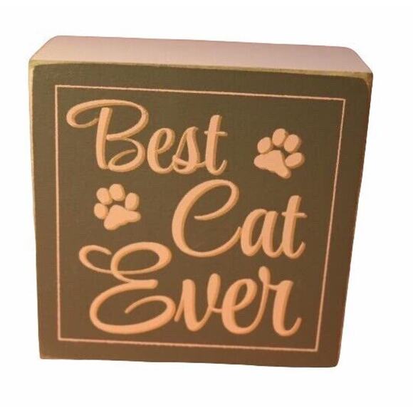 New Rose & Gray Best Cat Ever Kitten Kittens Cats Lover Wood Box Sign - Picture 1 of 2